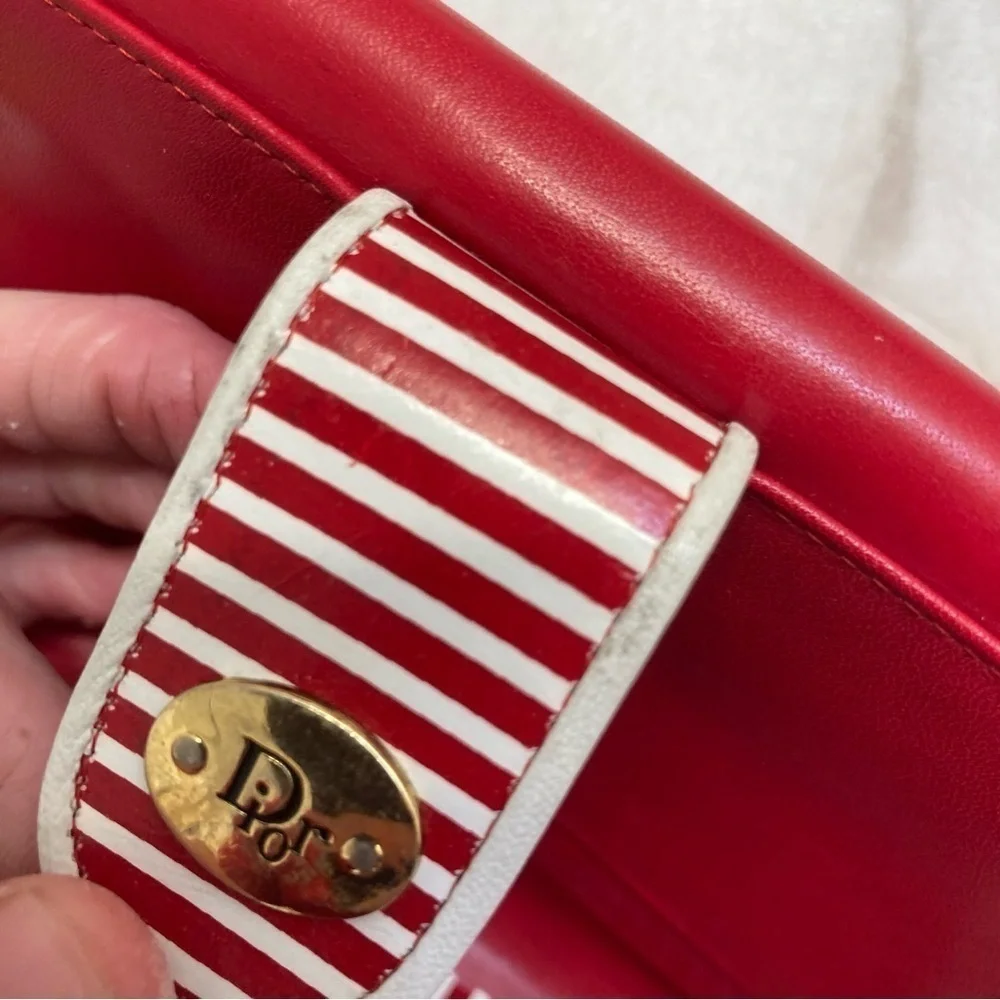 Dior vintage red and white leather wallet rare